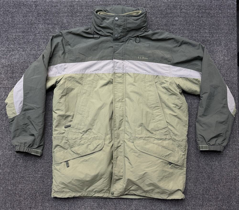 L.L. Bean Vintage 3 in 1 Parka Jacket Mens XL Tall Green Hooded Hiking Outdoor